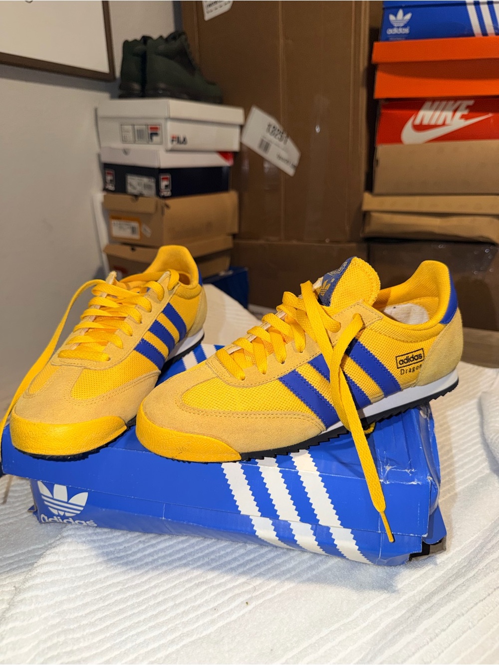 Adidas Originals Dragon NC Yellow Blue Men’s 8.5 Q20829 Retro Sneakers w/ Box